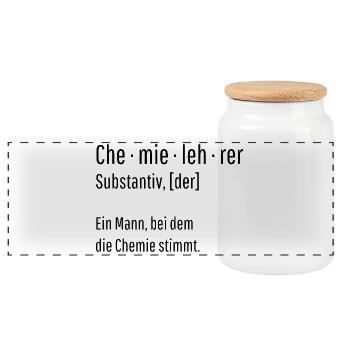 Chemielehrer Substantiv Definition Geschenk - Panorama Keksdose mit Holzdeckel - Weiß - Vorne