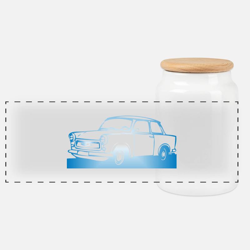  601 Limo Trabi - Panorama Keksdose mit Holzdeckel - Weiß
