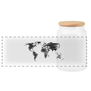 World map - Panoramic Cookie Jar with Wooden Lid - white - Front