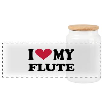 I Love My Flute - Boîte à biscuits avec couvercle en bois - blanc - Devant