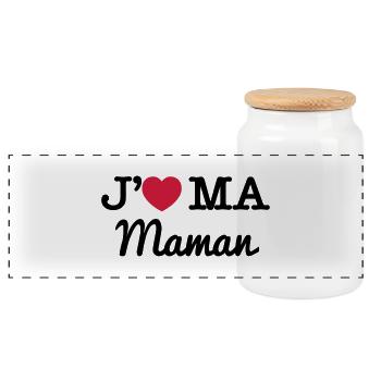 J'aime ma Maman - Boîte à biscuits avec couvercle en bois - blanc - Devant