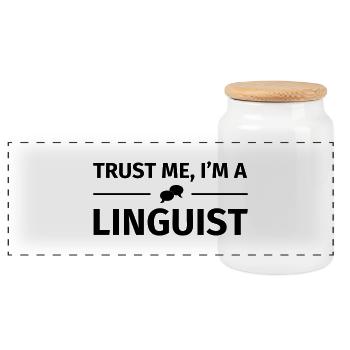 Trust me I'm a Linguist - Boîte à biscuits avec couvercle en bois - blanc - Devant