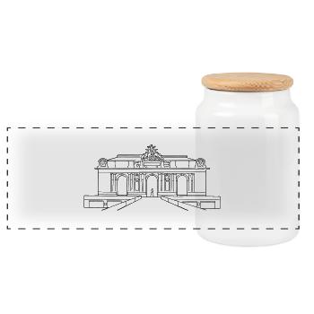Grand Central Station NewYork - Panoramic Cookie Jar with Wooden Lid - white - Front