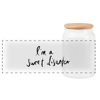 iam a sweet disaster - Panorama Keksdose mit Holzdeckel - Weiß - Vorne