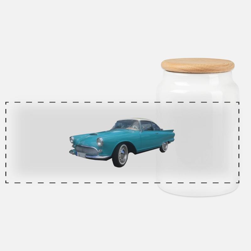 Oldtimer - Panorama Keksdose mit Holzdeckel - Weiß