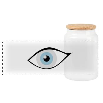 Auge 11 Augenarzt Kosmetik Cosmetic - Panorama Keksdose mit Holzdeckel - Weiß - Vorne