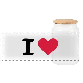 i heart - Boîte à biscuits avec couvercle en bois - blanc - Devant