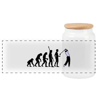 evolution_golf_b_2c - Panorama Keksdose mit Holzdeckel - Weiß - Vorne