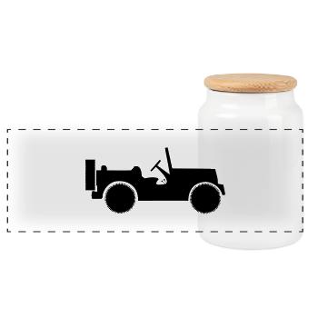 military jeep car Kids' Shirts - Panoramic Cookie Jar with Wooden Lid - white - Front