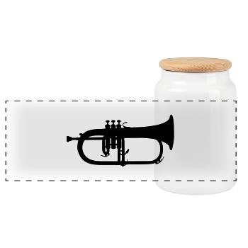music trumpet brass - Panoramic Cookie Jar with Wooden Lid - white - Front