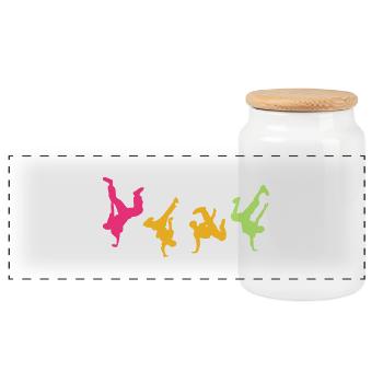 break dance hip hop danseur16 - Panoramic Cookie Jar with Wooden Lid - white - Front