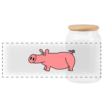 Pig - Panoramic Cookie Jar with Wooden Lid - white - Front