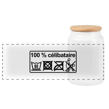 100% celibataire - Boîte à biscuits avec couvercle en bois - blanc - Devant
