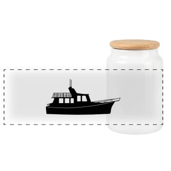 Boat eu - Panoramic Cookie Jar with Wooden Lid - white - Front