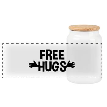 free hugs - Panorama Keksdose mit Holzdeckel - Weiß - Vorne