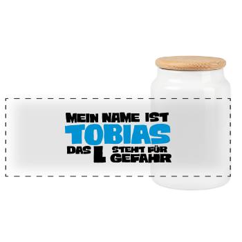 Tobias - Boîte à biscuits avec couvercle en bois - blanc - Devant