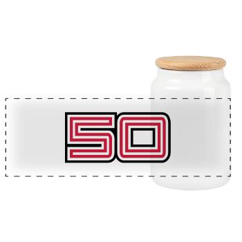 50_style_design - Panoramic Cookie Jar with Wooden Lid - white - Front