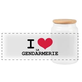 I Love la Gendarmerie ! - Boîte à biscuits avec couvercle en bois - blanc - Devant