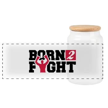 born_2_fight_a2 - Boîte à biscuits avec couvercle en bois - blanc - Devant