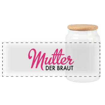 Mother of the Bride - Panoramic Cookie Jar with Wooden Lid - white - Front