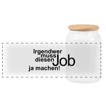 job machen - Panorama Keksdose mit Holzdeckel - Weiß - Vorne