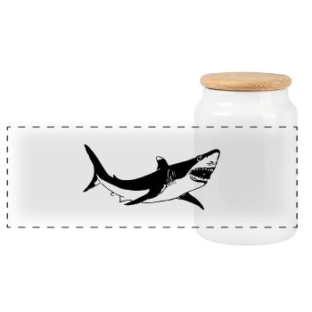 White shark - Panoramic Cookie Jar with Wooden Lid - white - Front