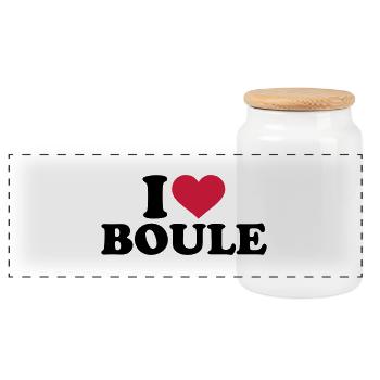 I love Boule - Boîte à biscuits avec couvercle en bois - blanc - Devant