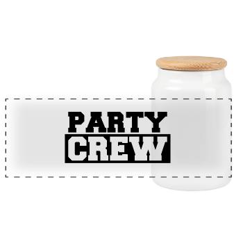 Party Crew Text Stempel für coole Freunde Teams - Panorama Keksdose mit Holzdeckel - Weiß - Vorne