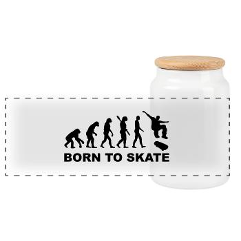 Evolution Skateboard - Panorama Keksdose mit Holzdeckel - Weiß - Vorne