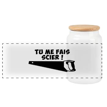 tu me fais scier - Boîte à biscuits avec couvercle en bois - blanc - Devant