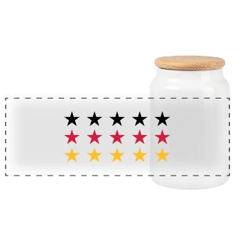 German Flag Stars Design - Panorama Keksdose mit Holzdeckel - Weiß - Vorne