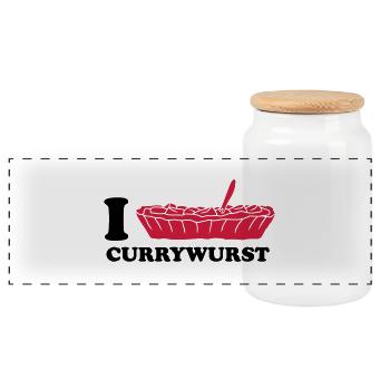 I Love Currywurst - Boîte à biscuits avec couvercle en bois - blanc - Devant