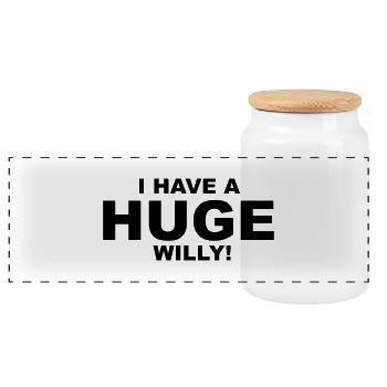 I Have A Huge Willy - Panoramic Cookie Jar with Wooden Lid - white - Front