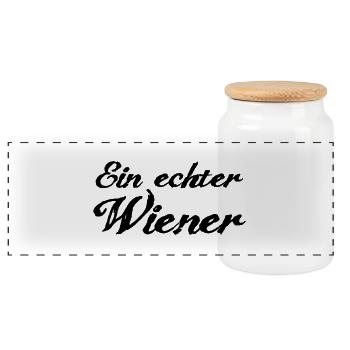 Ein echter Wiener - Panorama Keksdose mit Holzdeckel - Weiß - Vorne