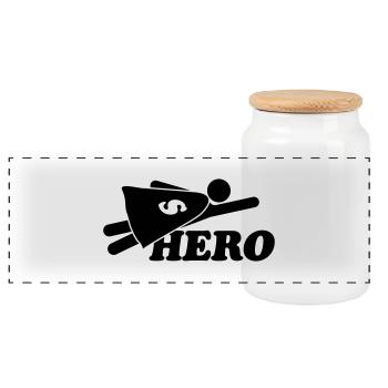 Super Hero Man - Panoramic Cookie Jar with Wooden Lid - white - Front