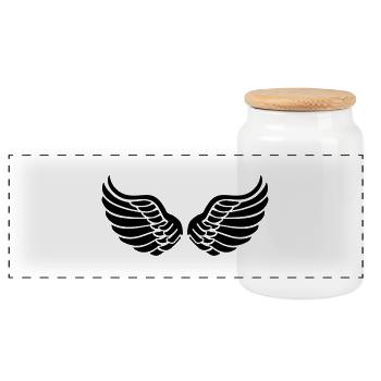 wings_f1 - Panoramic Cookie Jar with Wooden Lid - white - Front