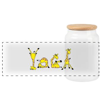Power Yoga Giraffe - YOGA - Panorama Keksdose mit Holzdeckel - Weiß - Vorne