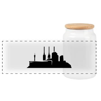 Hannover // Skyline // Silhouette // Skylineshirt - Panorama Keksdose mit Holzdeckel - Weiß - Vorne