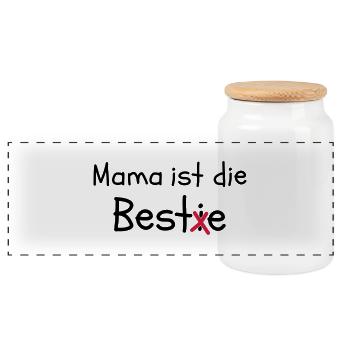 Mama ist die Best(i)e - Panorama Keksdose mit Holzdeckel - Weiß - Vorne