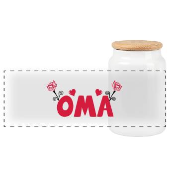 oma - Panorama Keksdose mit Holzdeckel - Weiß - Vorne