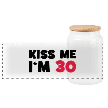 30 / Birthday / Geburtstag / Anniversaire / Funny - Panoramic Cookie Jar with Wooden Lid - white - Front