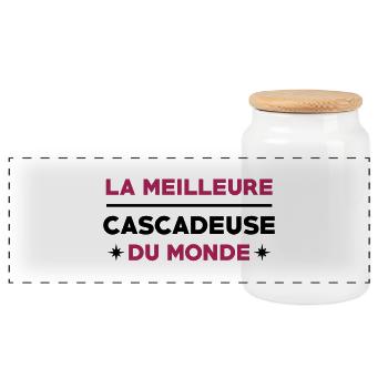 Cascadeur / Cascade / Voiture / Risque / Danger - Boîte à biscuits avec couvercle en bois - blanc - Devant