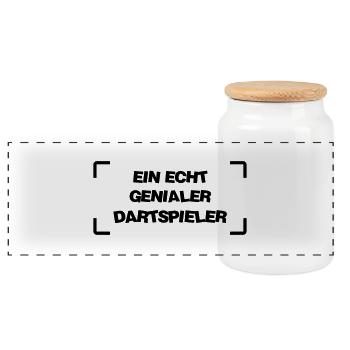 Darts Dartspieler Dartspielerin Dartsport Dart - Panorama Keksdose mit Holzdeckel - Weiß - Vorne
