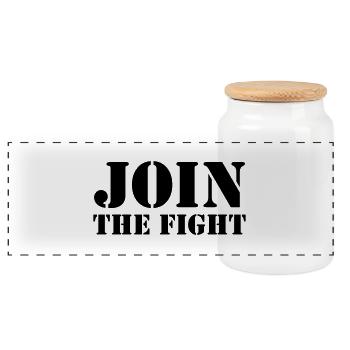 Join the fight / People / Peace / Revolution - Panoramic Cookie Jar with Wooden Lid - white - Front