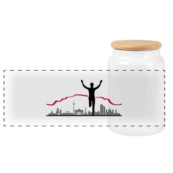 Berlin Marathon - Panorama Keksdose mit Holzdeckel - Weiß - Vorne