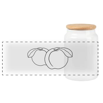 2 pêches délicieuses de fruits de fruits - Boîte à biscuits avec couvercle en bois - blanc - Devant
