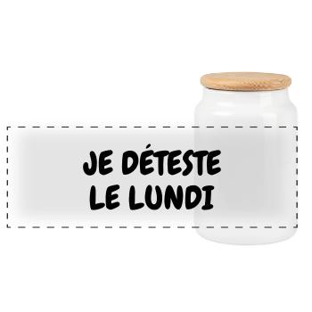 Je déteste le lundi - Humour - Drôle - Blague - Boîte à biscuits avec couvercle en bois - blanc - Devant