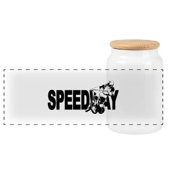 Speedway Racing - Panoramic Cookie Jar with Wooden Lid - white - Front