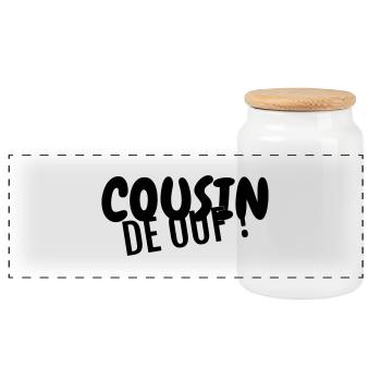Oncle / Tante / Cousin / Cousine - Boîte à biscuits avec couvercle en bois - blanc - Devant