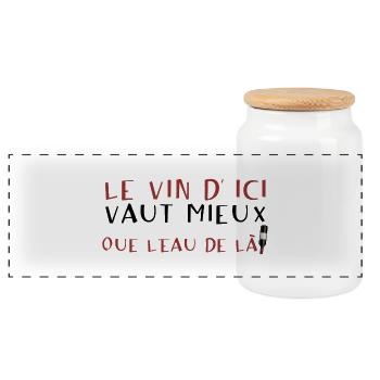 alcool humour vin ici vaut mieux eau de - Boîte à biscuits avec couvercle en bois - blanc - Devant